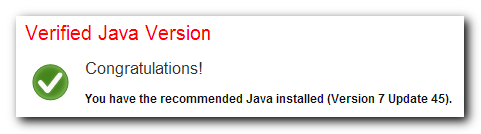 Verified version of Java Plugin