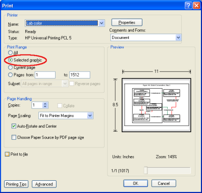 Print dialog in Acrobat Reader