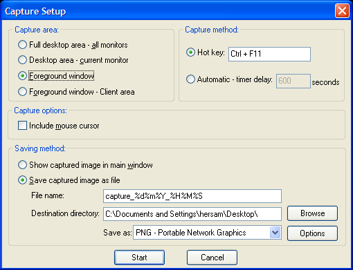 IrfanView capture dialog