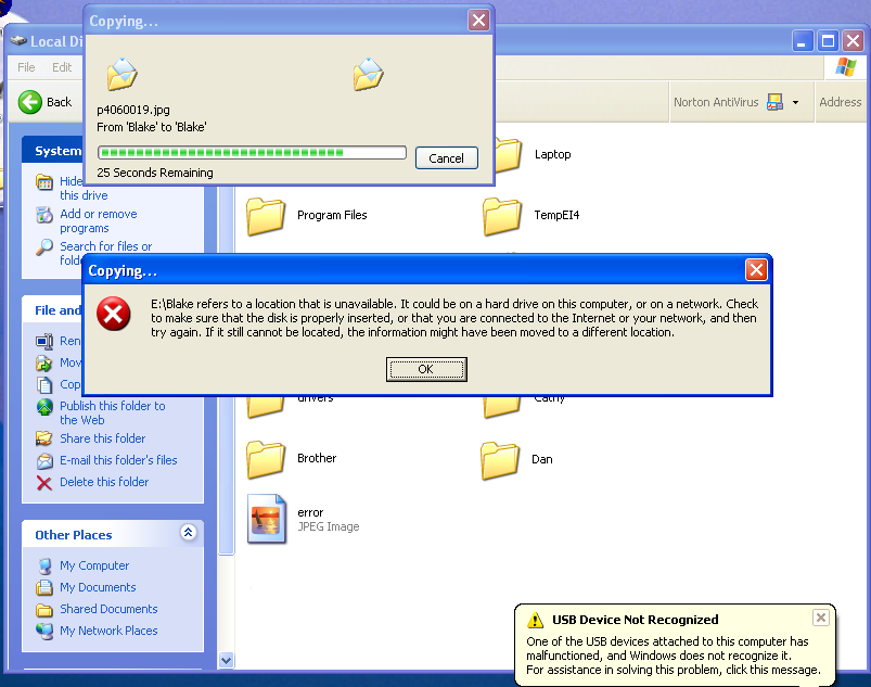 Unidad USB no detectada durante Windows XP